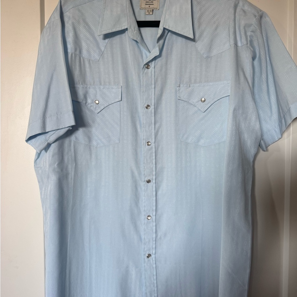 Ely Cattleman Light Blue Casual Snap Down Shirt